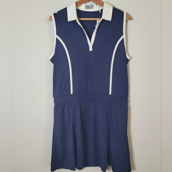 Callaway Ladies Large Opti Dri Navy Sleeveless Golf Dress NWT - Picture 2 of 5